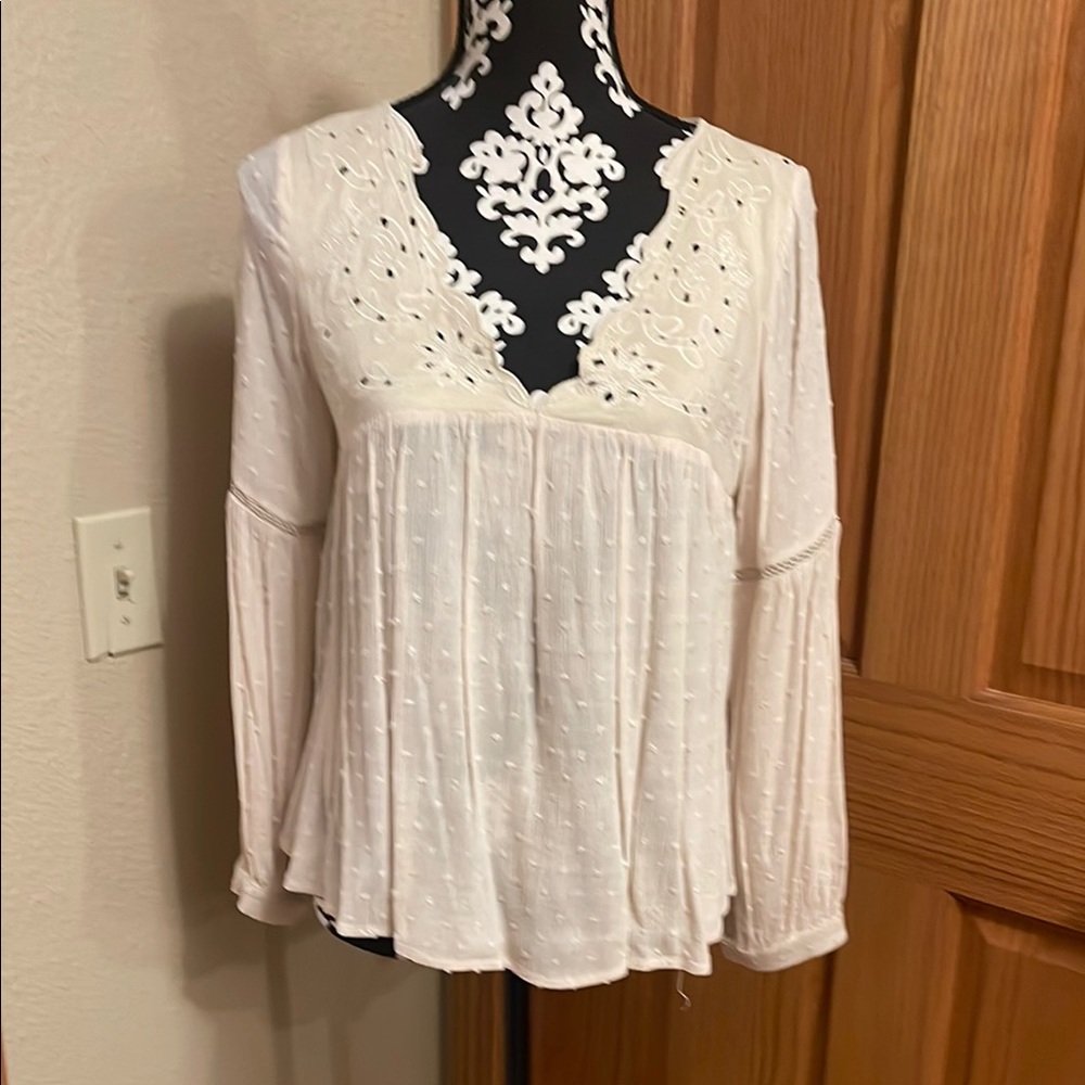 Elegant Ivory Eyelet Women's Top